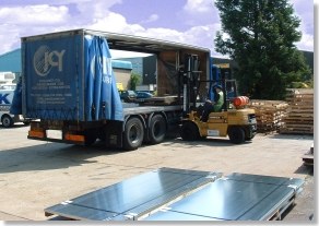 Loading Small lorry on forecourt